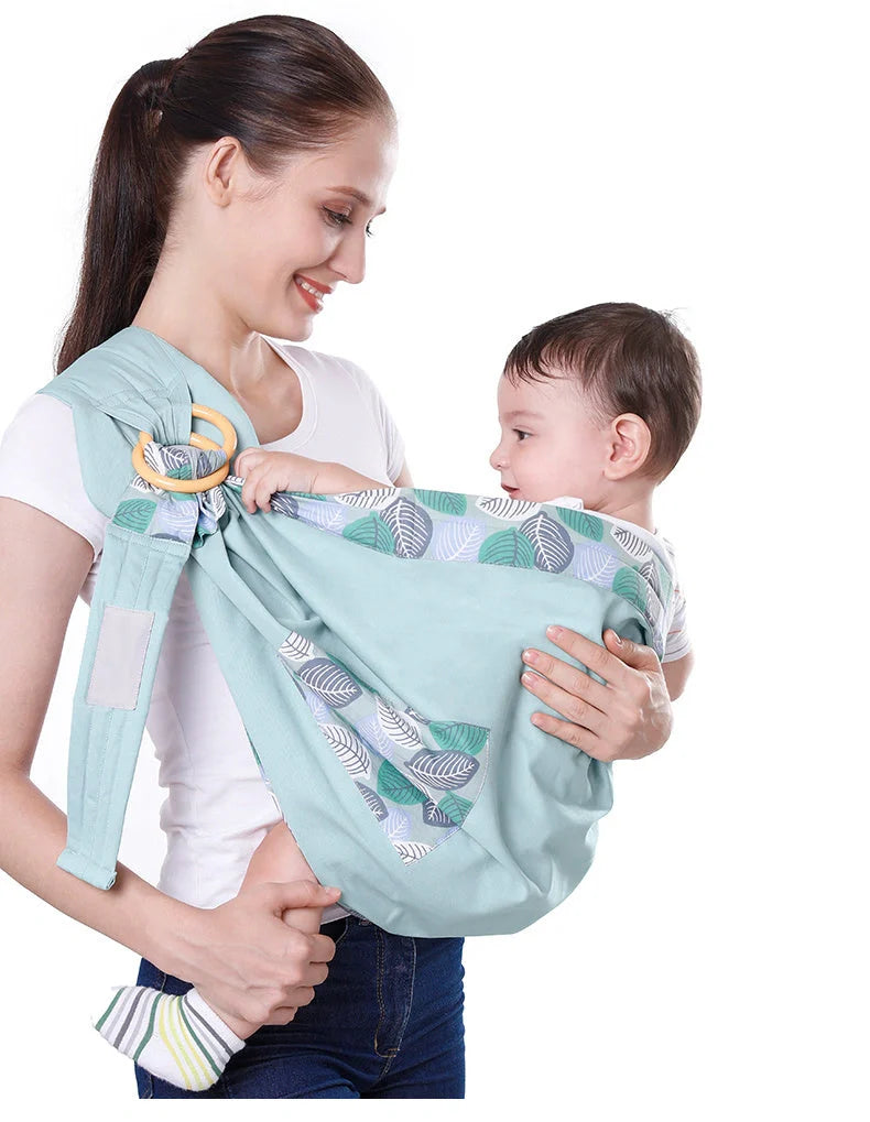 Adjustable baby wrap carrier in various colors for comfortable infant carrying