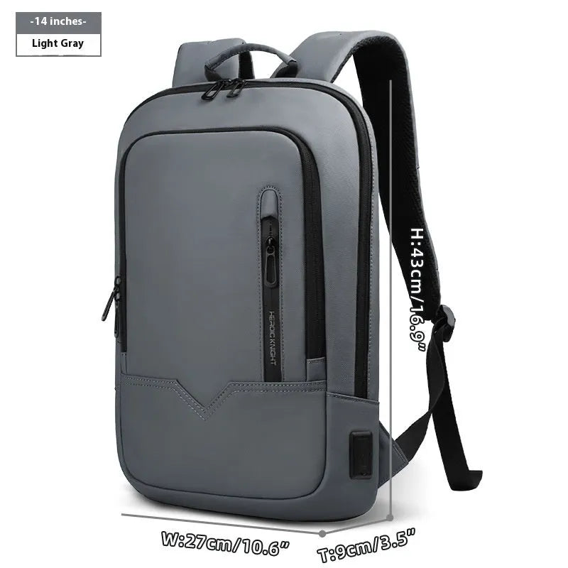 Lightweight men's polyester commuter backpack with USB charging port in multiple colour options.