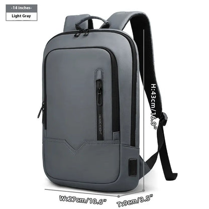 Lightweight men's polyester commuter backpack with USB charging port in multiple colour options.