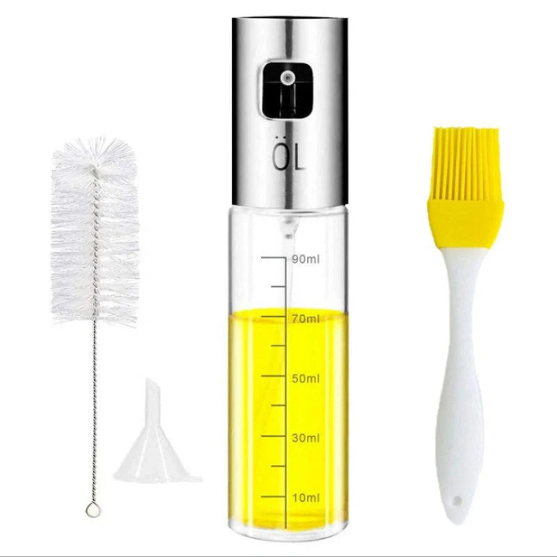 Stainless steel cooking oil spray bottle with scale for healthy cooking