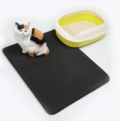 EVA double-layer cat litter mat in black, brown, grey, light blue or pink, sizes S to XL