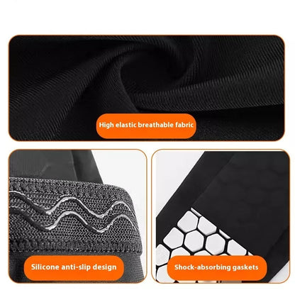 Men's anti-collision non-slip honeycomb shank protection foot sock in black, blue, and white