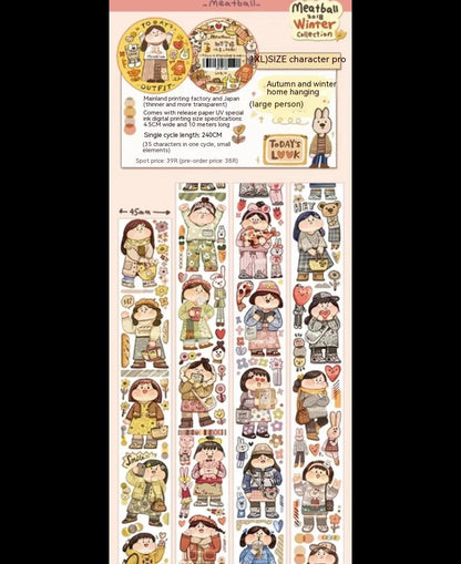 Haemorrhoid tape packaging stickers with cute cartoon characters on Japanese paper, 42 style options