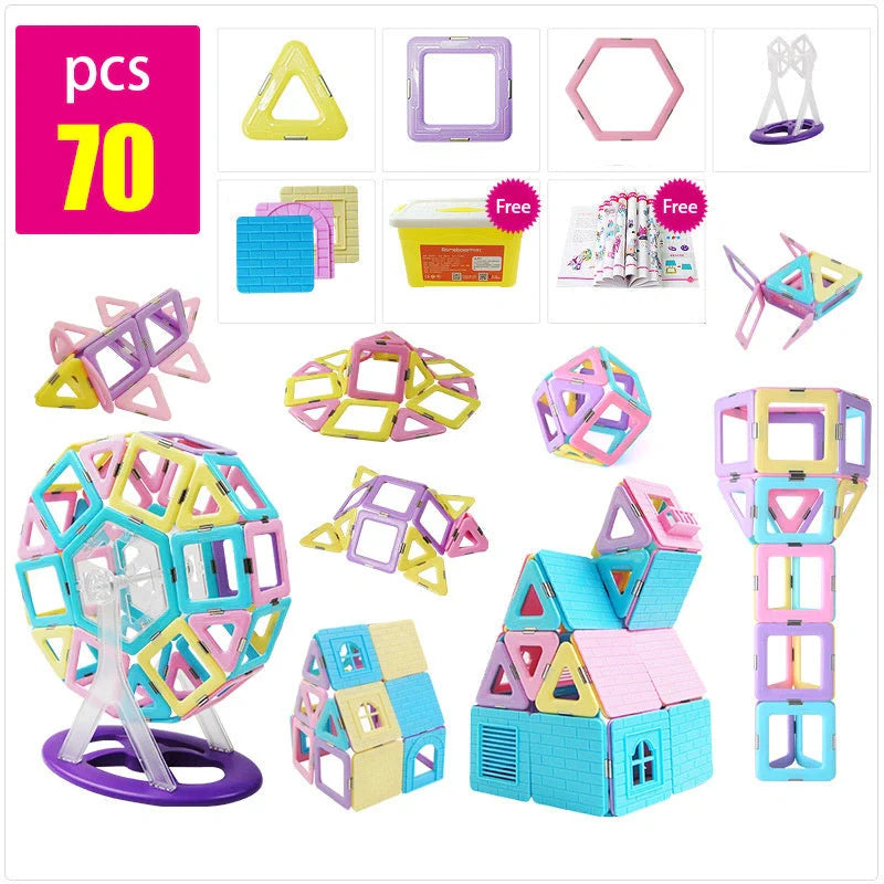 Magnetic building blocks educational toy set with ice cream colors and strong magnets