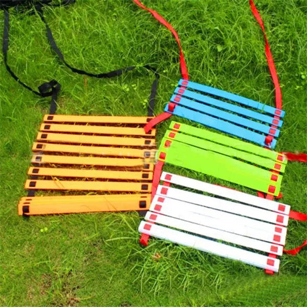 Durable polypropylene jump ladder for agility training in red, blue, and black