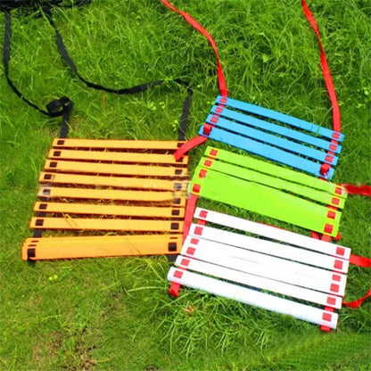 Durable polypropylene jump ladder for agility training in red, blue, and black