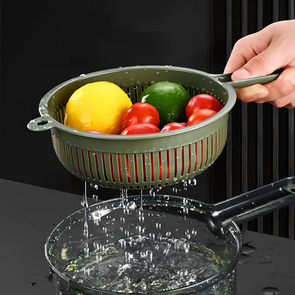 Grey and green vegetable slicer with five stainless steel blades and protective gauntlet