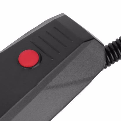 Black bicycle electronic horn measuring 94mm mounted on handlebar