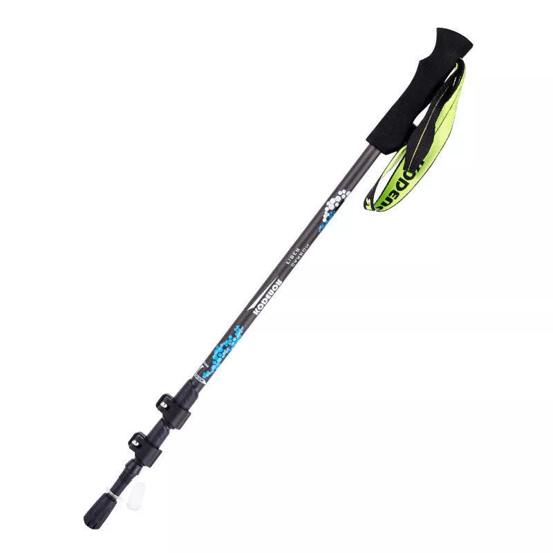 Carbon fiber telescopic trekking pole with outer lock, adjustable length for hiking
