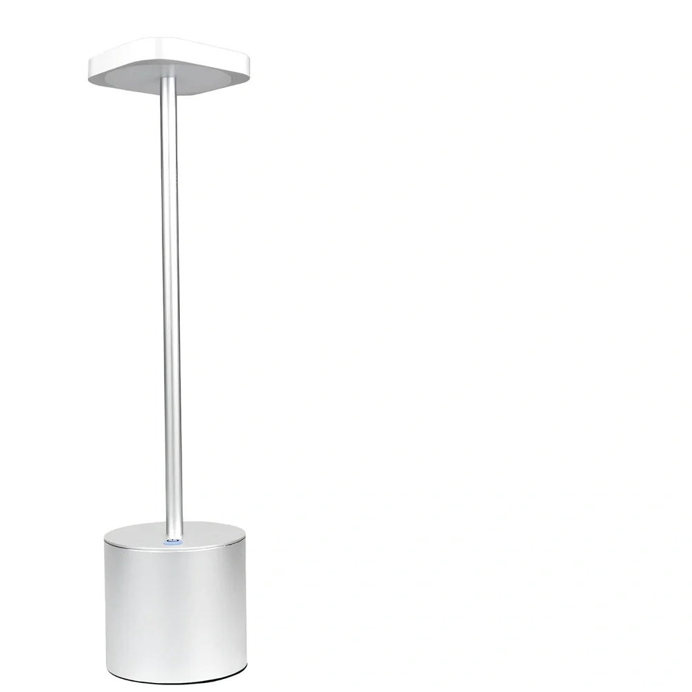 Gold LED table lamp with 38.5cm aluminium body and acrylic shadow showing 20 LED beads