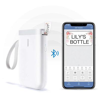 Compact, Bluetooth-enabled thermal label printer with high-resolution output and versatile label compatibility for home and office use