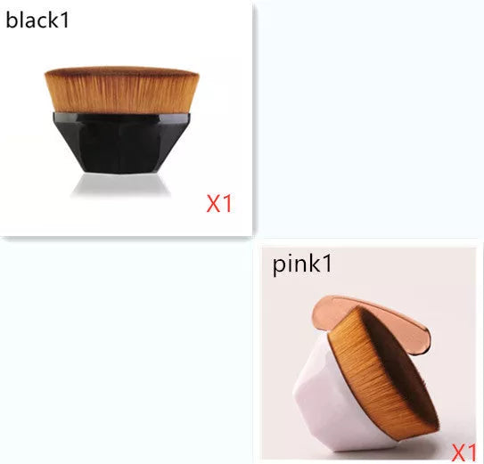 Professional foundation brush kit for BB cream and loose powder application in black, white, and pink