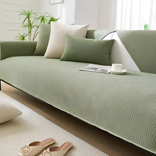Four Seasons anti-slip sofa cover in chenille fabric with non-slip backing for leather protection