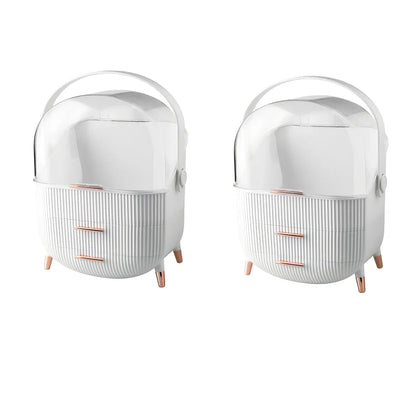 Light luxury cosmetic storage box in green ABS+PS with dustproof lid for skincare organisation