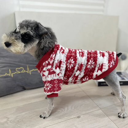 Winter warm padded dog sweater in Christmas red, sizes S to XL