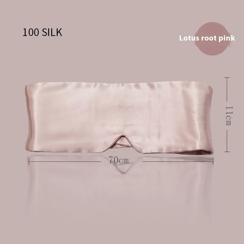 Mulberry silk sleep eye mask in champagne gold colour showing contoured design and adjustable strap