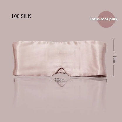 Mulberry silk sleep eye mask in champagne gold colour showing contoured design and adjustable strap