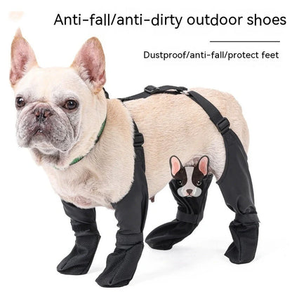 Adjustable waterproof dog boots with non-slip soles for outdoor protection