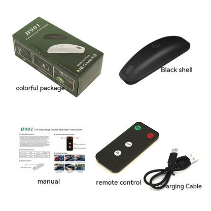 Remote control car strobe light unit with compact 14x6x5cm dimensions in black or white colours