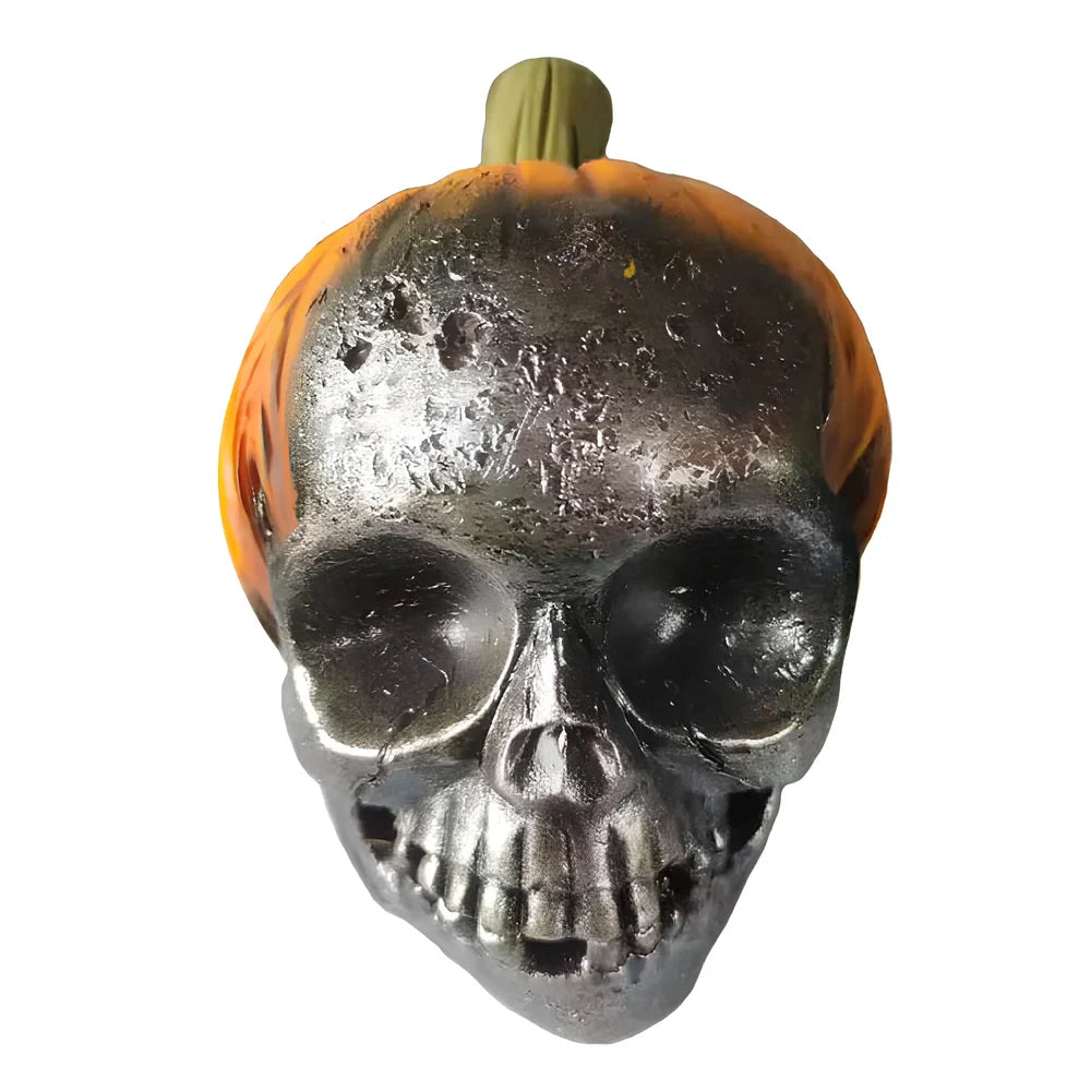 Hand-painted synthetic resin Halloween ornament featuring pumpkin skull design measuring 10cm tall