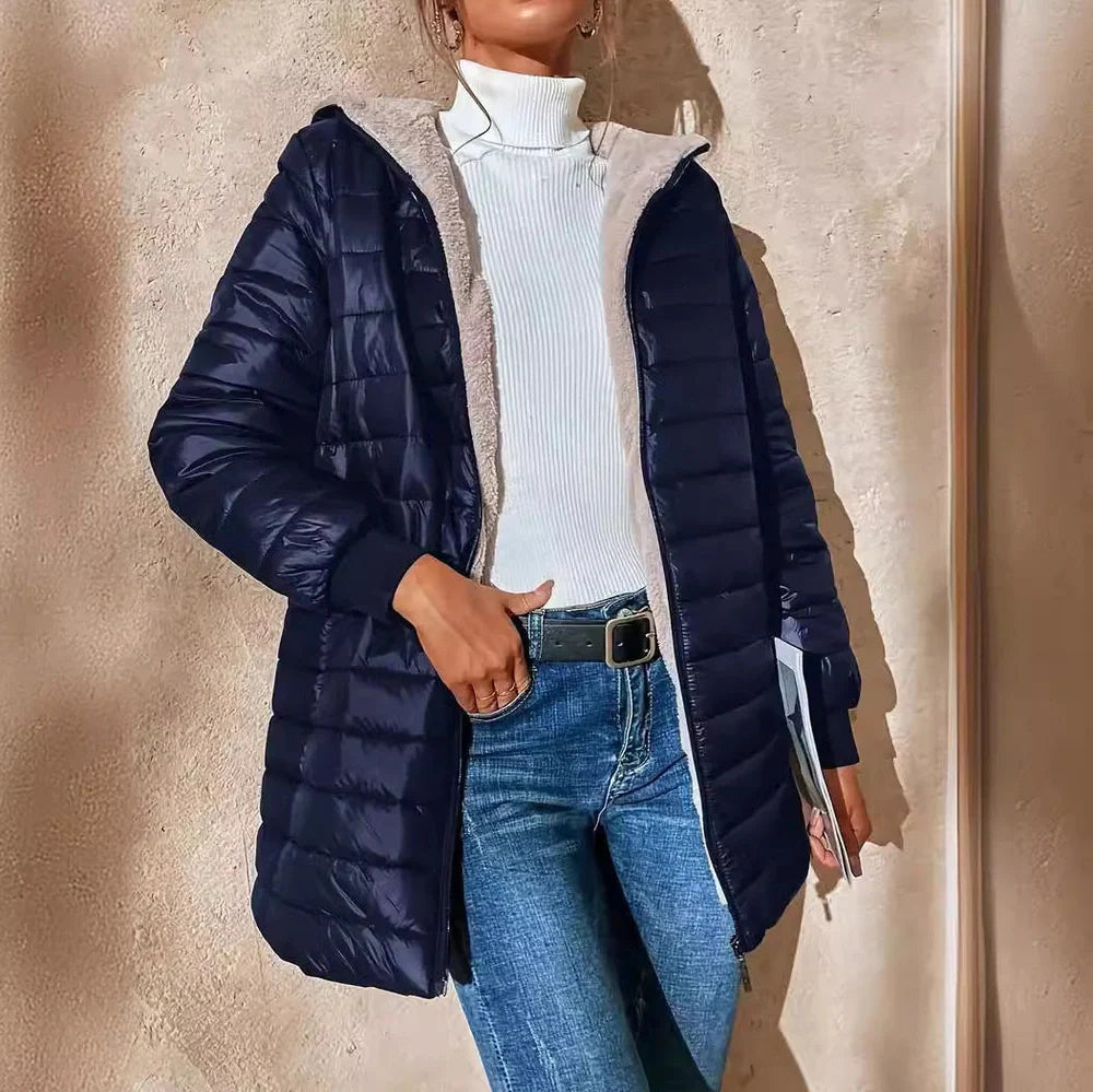Ladies' jacket with regular long sleeves in cotton fabric, colours black, grey, khaki, sizes S to 4XL