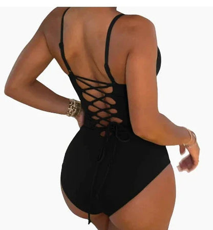 Sexy backless one-piece swimsuit in various vibrant colors with adjustable straps for a flattering fit