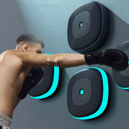Black split music boxing machine with Bluetooth, hanging target, 6 or 8 targets, PU foam and PP.