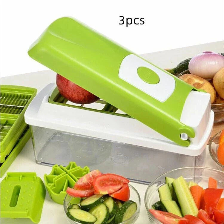 Versatile 12-Piece Vegetable Chopper Set with Stainless Steel Blades and Durable ABS Plastic Body