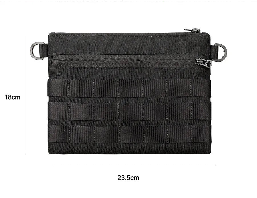 Black Oxford cloth portable outdoor kit showing compact 18cm size and durable construction