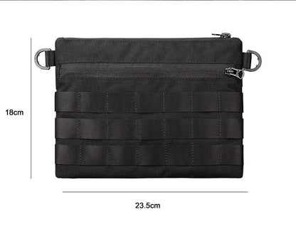 Black Oxford cloth portable outdoor kit showing compact 18cm size and durable construction