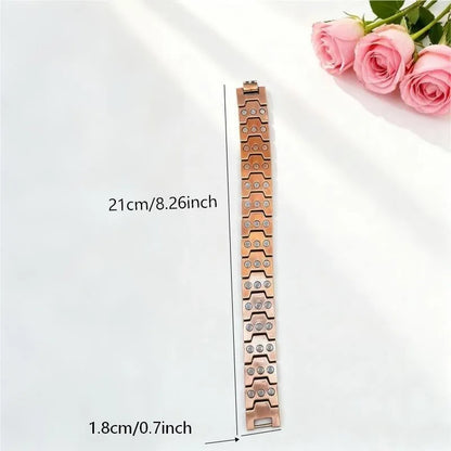 Retro bronze three-row zinc alloy bracelet with geometric links and regulator, unisex electroplated jewellery