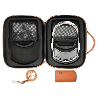 Black superfibre storage case for Apple Vision Pro MR glasses showing internal dimensions.
