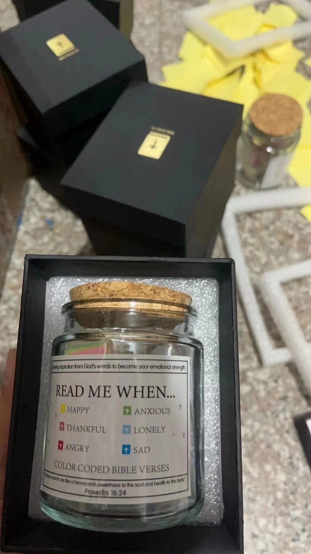 Bible Verses In A Jar glass container with 90 inspirational verses