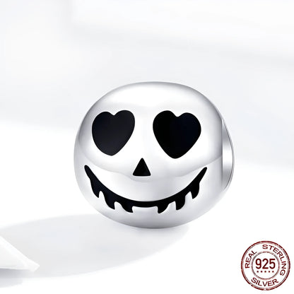 Halloween S925 silver grimace doll bead, 1cm ghost face charm for DIY jewellery