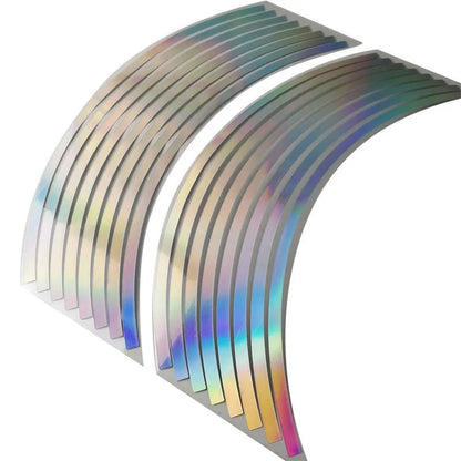 Waterproof laser reflective wheel stickers for cars and motorcycles in four size options