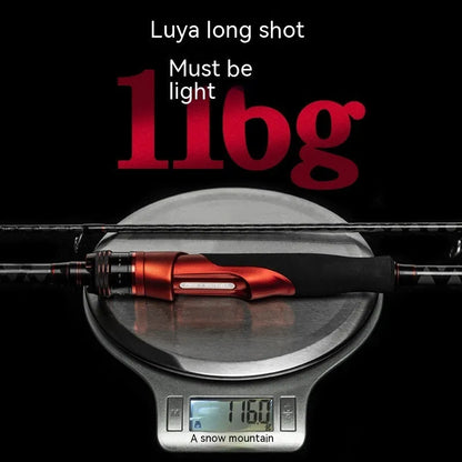 Carbon light lure fishing rod shown with straight handle and pikestaff handle options.