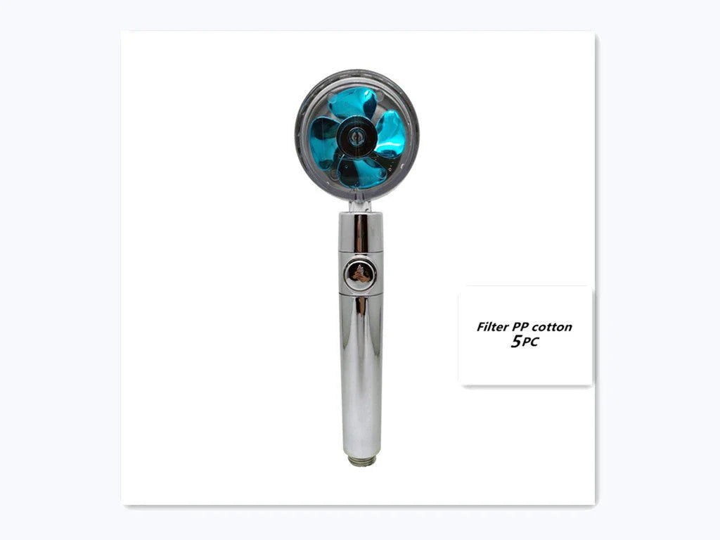 High-Pressure Handheld Shower Head with Turbo Propeller and Cotton Filter for Luxurious Spa-Like Shower Experience