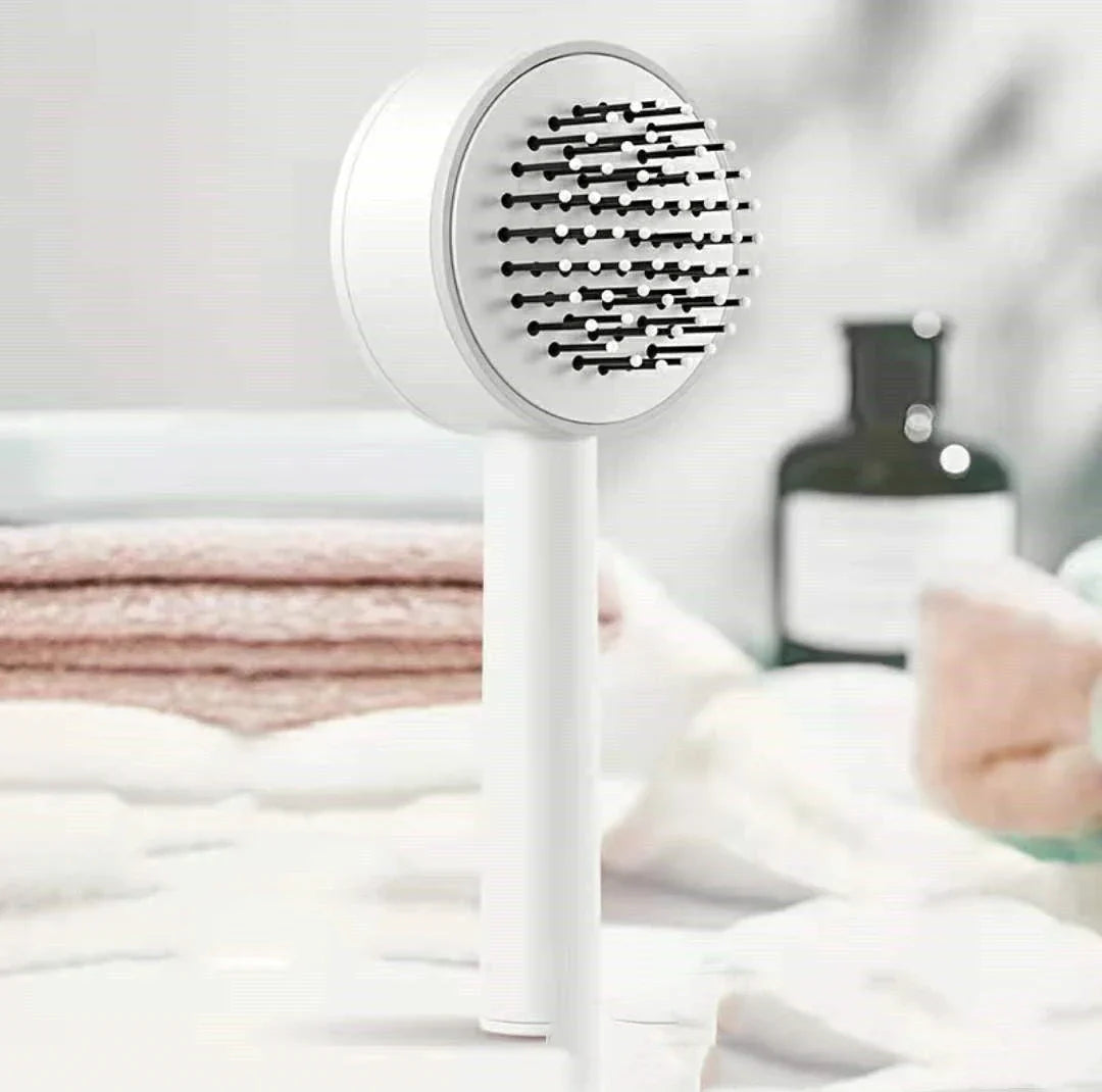 Luxurious hair massage comb with air-cushioned bristles for a soothing scalp experience and effortless styling