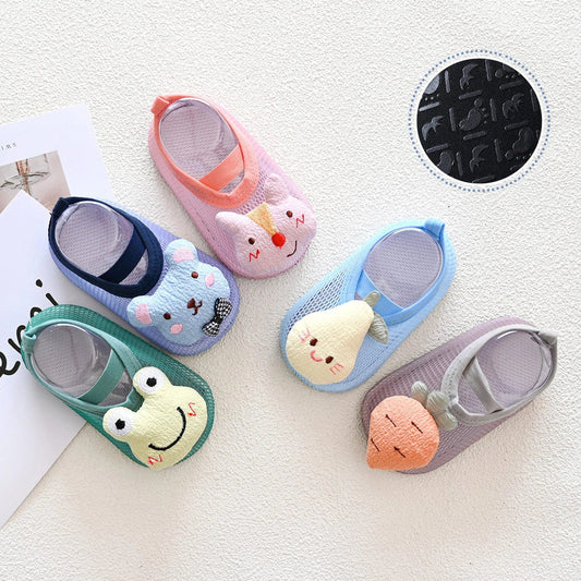 Non-slip baby shoes and socks with cartoon designs for infants and toddlers