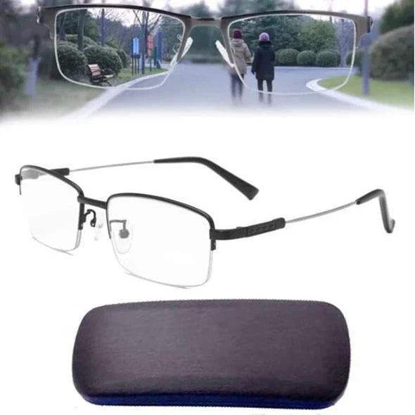 Pair of adjustable smart glasses with black and gold frames