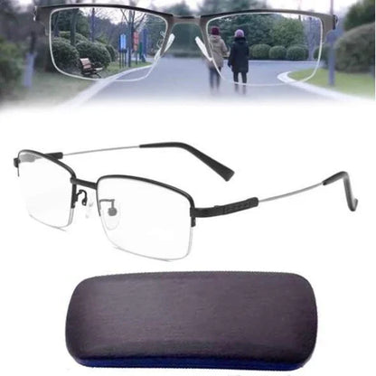 Pair of adjustable smart glasses with black and gold frames