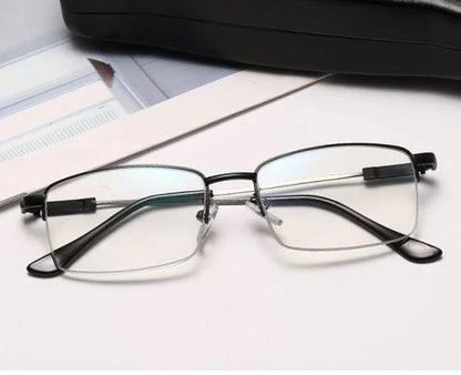 Pair of adjustable smart glasses with black and gold frames