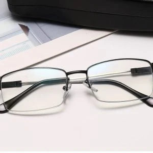 Pair of adjustable smart glasses with black and gold frames