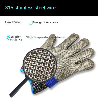 Cut-proof gloves made with 316 stainless steel wire for maximum protection against sharp objects and tools