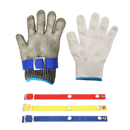 Cut-proof gloves made with 316 stainless steel wire for maximum protection against sharp objects and tools