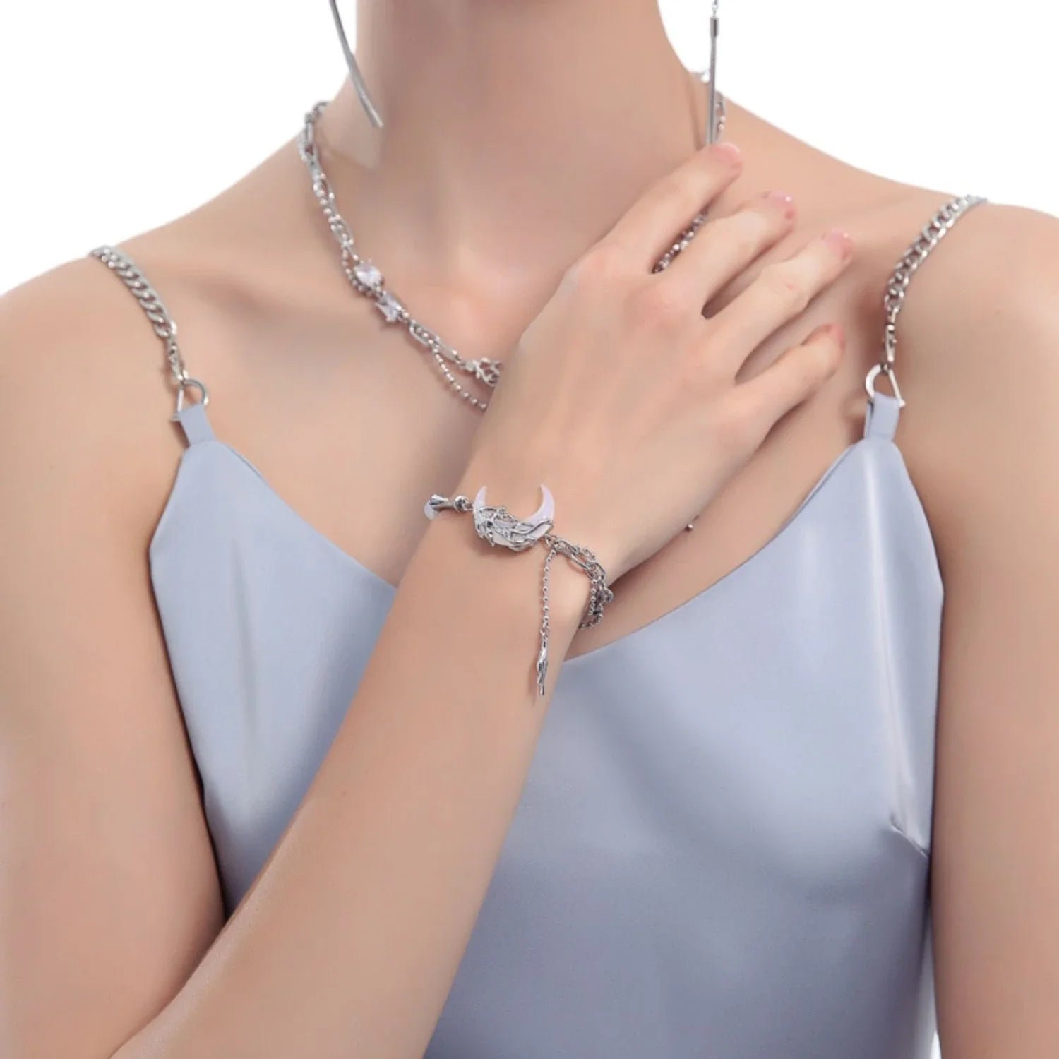 Adjustable sweet style commuter bracelet with celestial-inspired design in alloy, silver, and gold plating