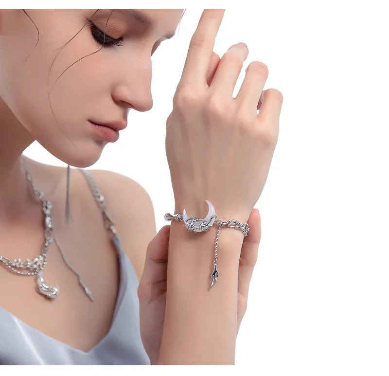 Adjustable sweet style commuter bracelet with celestial-inspired design in alloy, silver, and gold plating