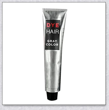 A bottle of silver gray hair dye with a metallic shine booster for long-lasting, vibrant color