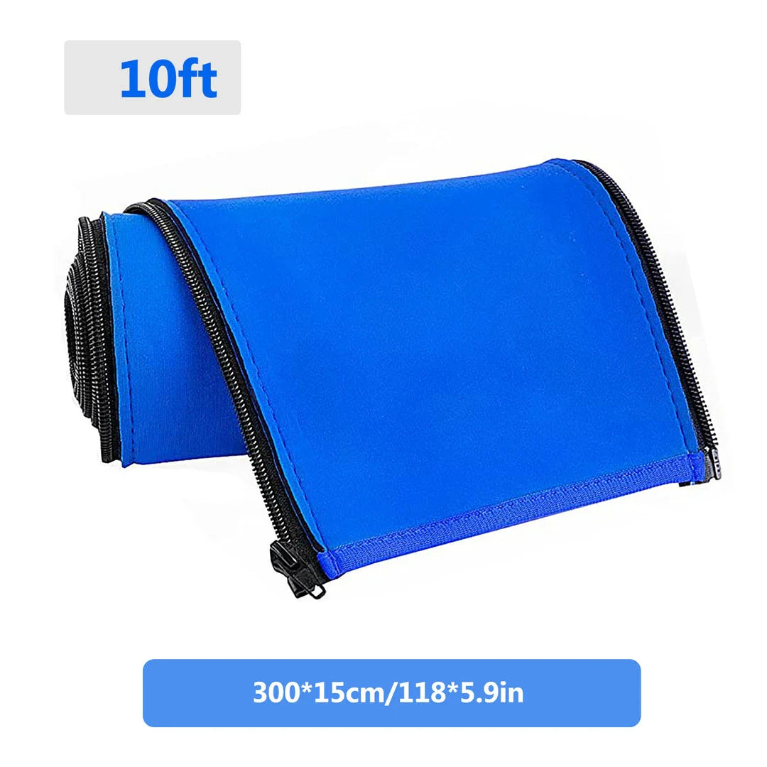 Neoprene pool railing covers in blue, offering a secure and comfortable grip for enhanced safety and pool experience.