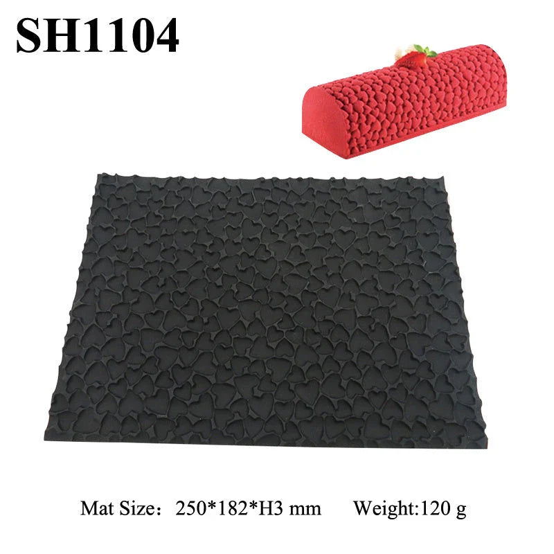 Hhomeenjoy  Mousse Roll Silicone Cake Mold Woven Heart-shaped Wood Grain Coffee Rhombus Mat Mold